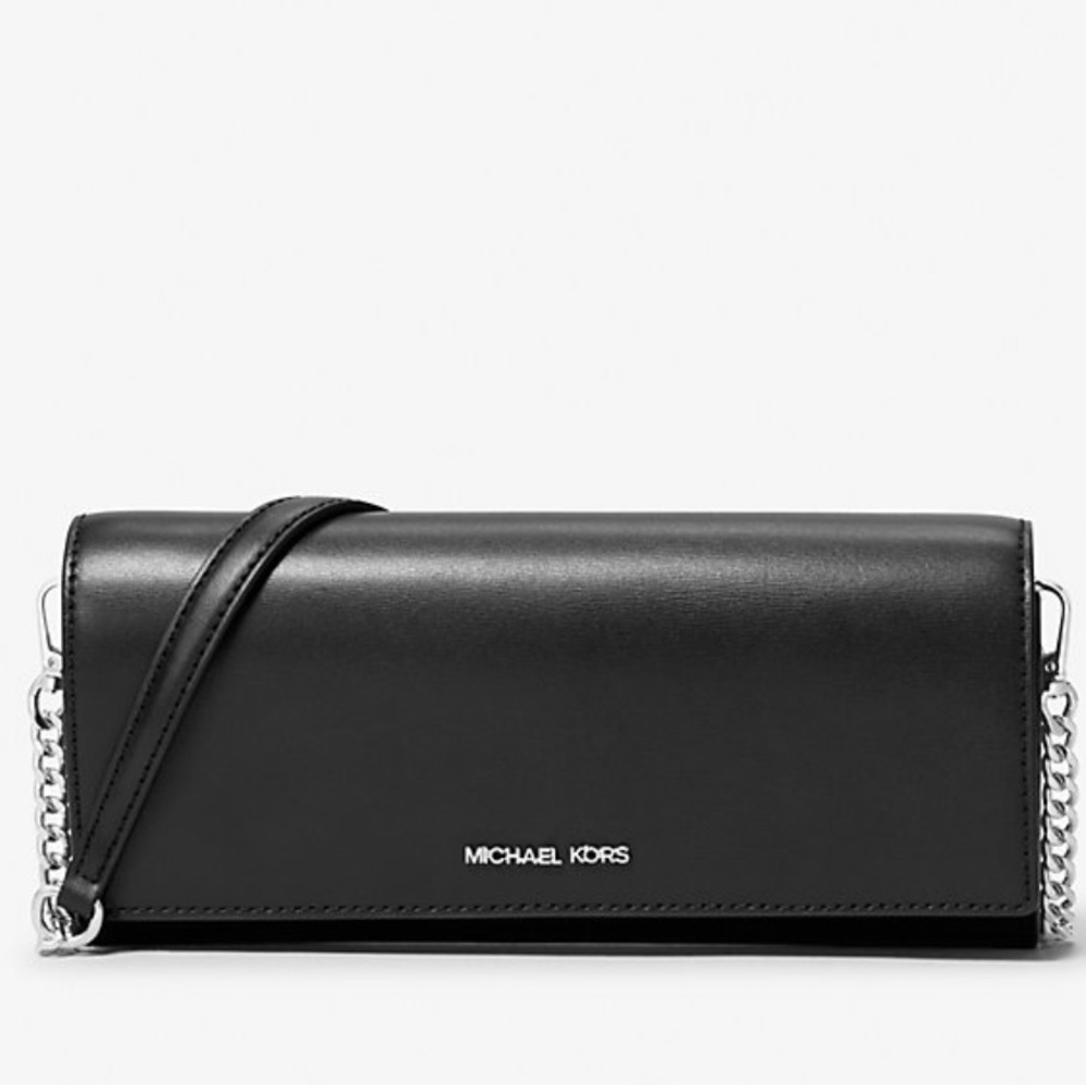 MICHAEL KORS Jet Set Medium Leather Flap Clutch Crossbody Shoulder Bag Wallet